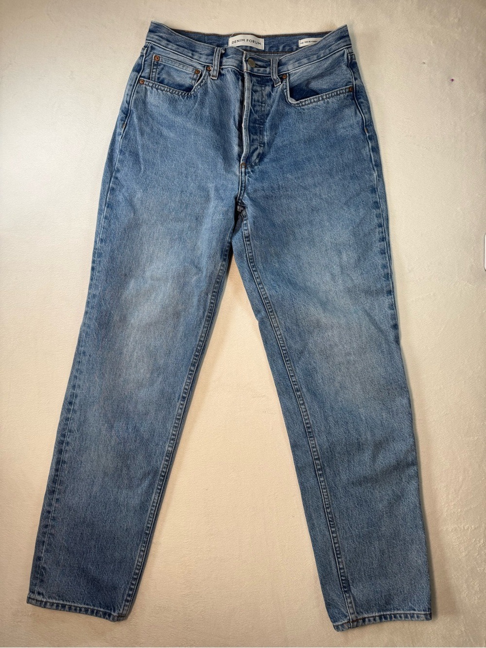 Denim Forum 90S Boyfriend High Loose 30L Light Blue Straight Jeans size 27